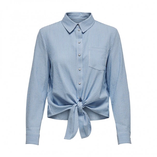 Only ONLLECEY LS KNOT SHIRT NOOS WVN 15195910 cloud dancer medium blue