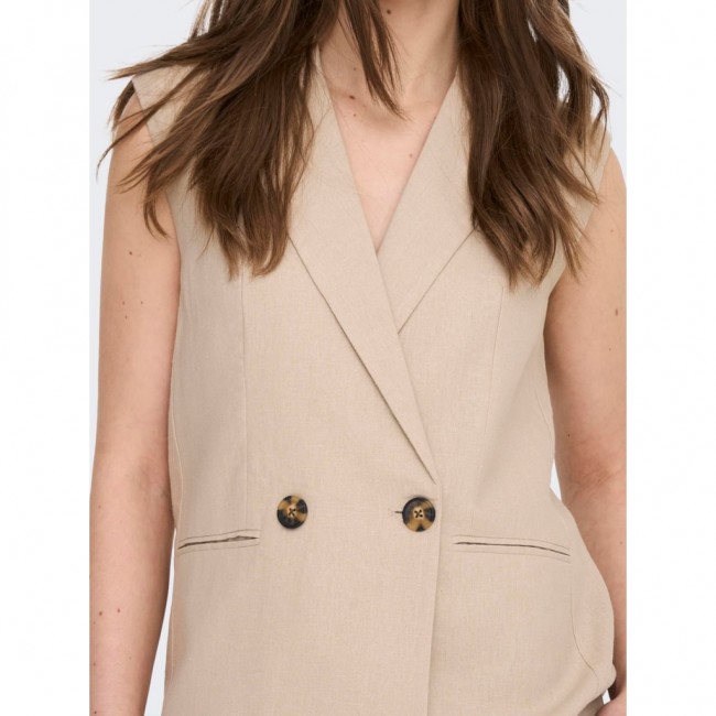 Only ONLCARO S/L LOOSE LINEN BL VEST CC TLR 15278794 oxford tan