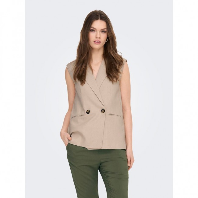 Only ONLCARO S/L LOOSE LINEN BL VEST CC TLR 15278794 oxford tan