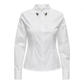 Only ONLLETA COMO FITTED STONE SHIRT WVN 15314348 bright white stones