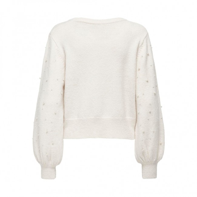 Only ONLKINNE LS PEARL DETAIL O-NECK KNT 15314672 cloud dancer dtm pearls