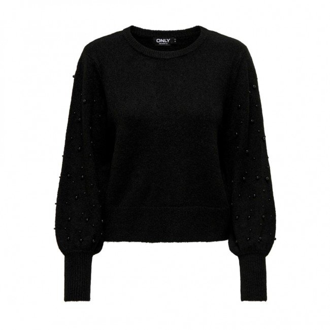 Only ONLKINNE LS PEARL DETAIL O-NECK KNT 15314672 black dtm pearls