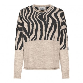 Only ONLJADE ZEBRA LS O-NECK CC KNT 15324454 whitecap gray pirate black