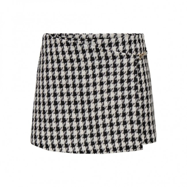 Only ONLELINOR HW HT WRAP SKORT TLR 15331827 black white houndstooth