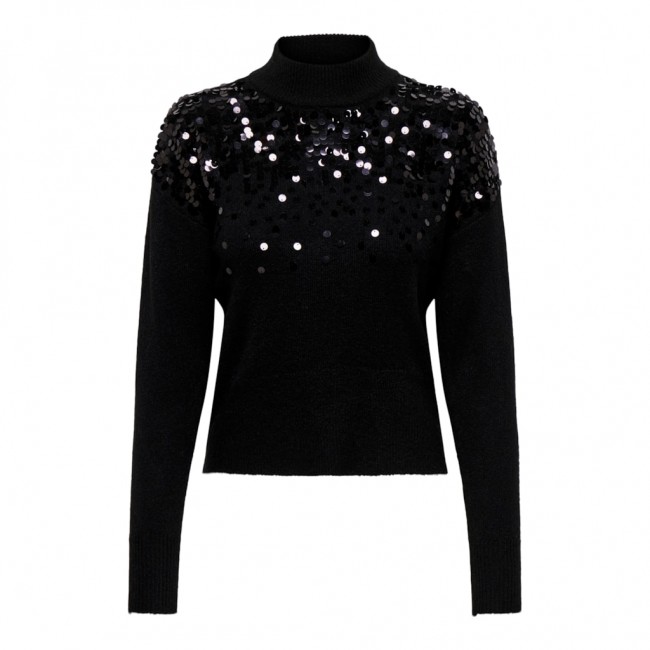 Only ONLALBA LS SEQUINS HIGH NECK KNT 15332081 black sequine