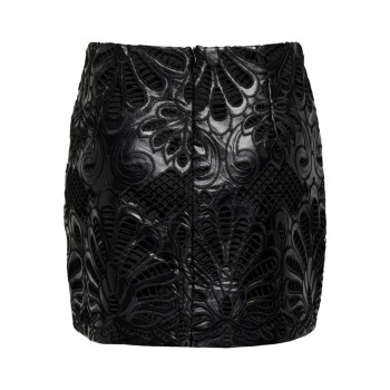 Only ONLSIMA MW BROD ANG FAUX LEAT SKIRT PNT 15332330 black black emb