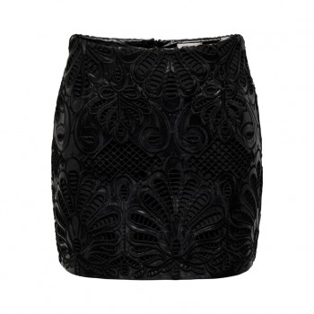 Only ONLSIMA MW BROD ANG FAUX LEAT SKIRT PNT 15332330 black black emb