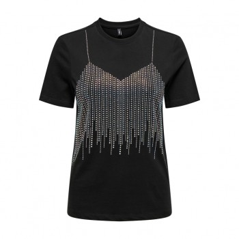 Only ONLBILLIE LIFE S/S TOP JRS 15333617 black rhinestones rainbow