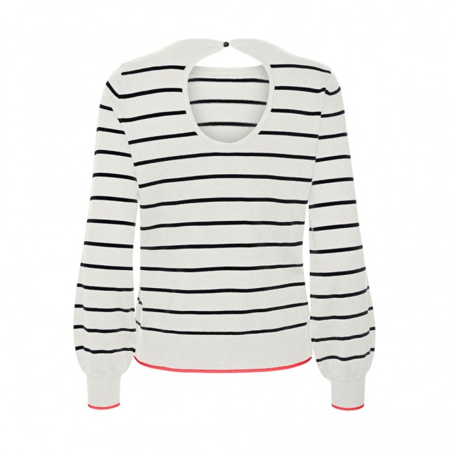 Vero moda VMALMA LS O-NECK RAGLAN PULLOVER BOO 10300043 snow white w black and cayenne contrast