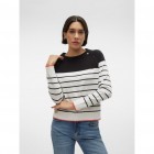 Vero moda VMALMA LS O-NECK RAGLAN PULLOVER BOO 10300043 snow white w black and cayenne contrast