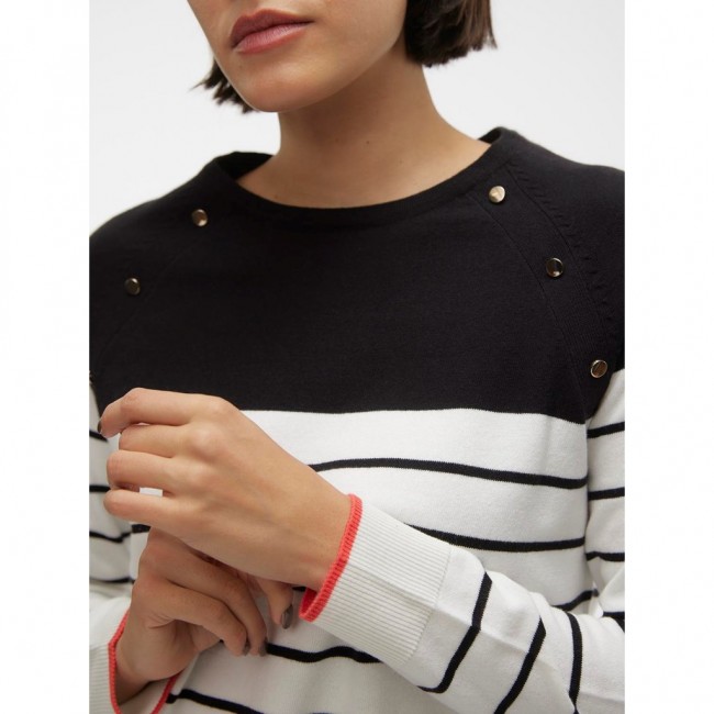 Vero moda VMALMA LS O-NECK RAGLAN PULLOVER BOO 10300043 snow white w black and cayenne contrast