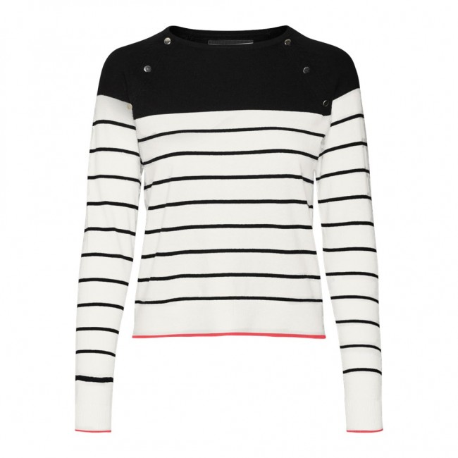 Vero moda VMALMA LS O-NECK RAGLAN PULLOVER BOO 10300043 snow white w black and cayenne contrast