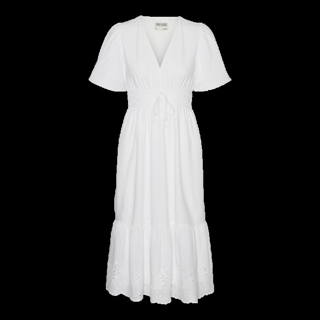 Vero moda VMNIGELLA SS V-NECK CALF DRESS VMA 10325337 snow white