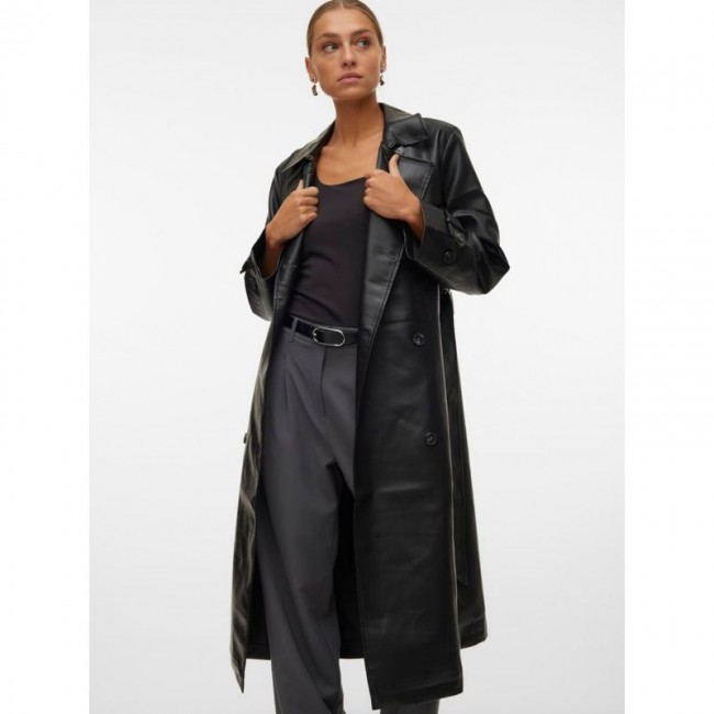 Vero moda VMAMALIE LONG COATED TRENCHCOAT 10300822 black