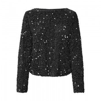 Vero moda VMBELLA LS BOATNECK TOP JRS 10317045 black black sequins