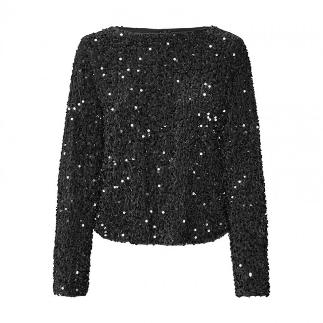 Vero moda VMBELLA LS BOATNECK TOP JRS 10317045 black black sequins