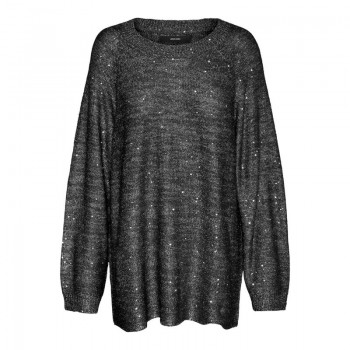 Vero moda VMLEILANI NEW LS O-NECK LONG PULLOVER 10318192 black w silver sequins