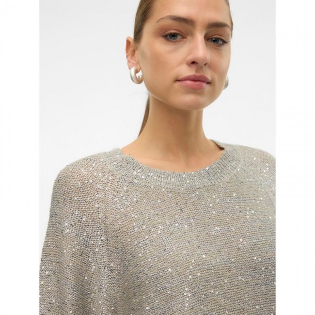 Vero moda VMLEILANI NEW LS O-NECK LONG PULLOVER 10318192 griffin w silver sequins