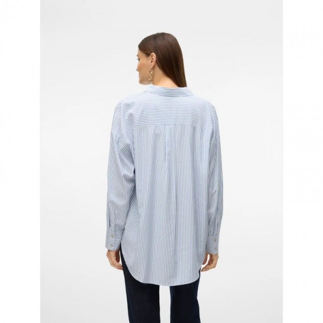 Vero moda VMNORA LS OVERSIZE SHIRT WVN GA NOOS 10319825 bright white nok blue jasper