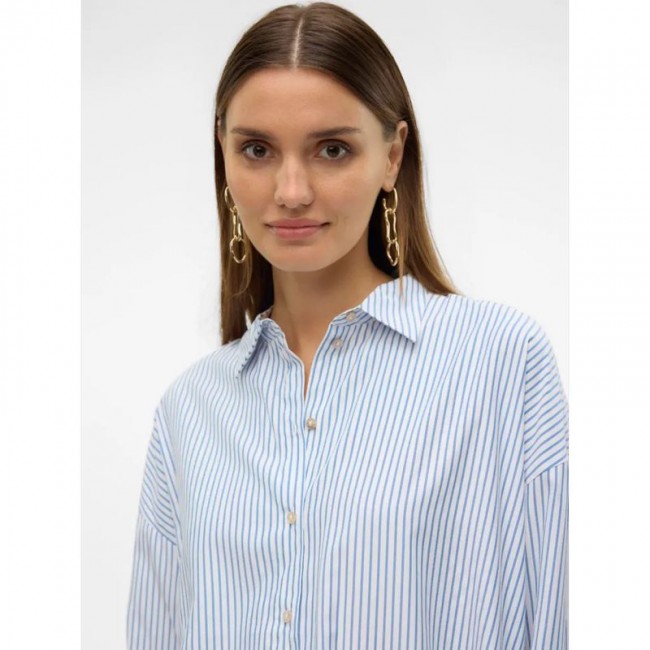 Vero moda VMNORA LS OVERSIZE SHIRT WVN GA NOOS 10319825 bright white nok blue jasper