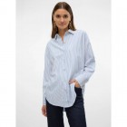 Vero moda VMNORA LS OVERSIZE SHIRT WVN GA NOOS 10319825 bright white nok blue jasper