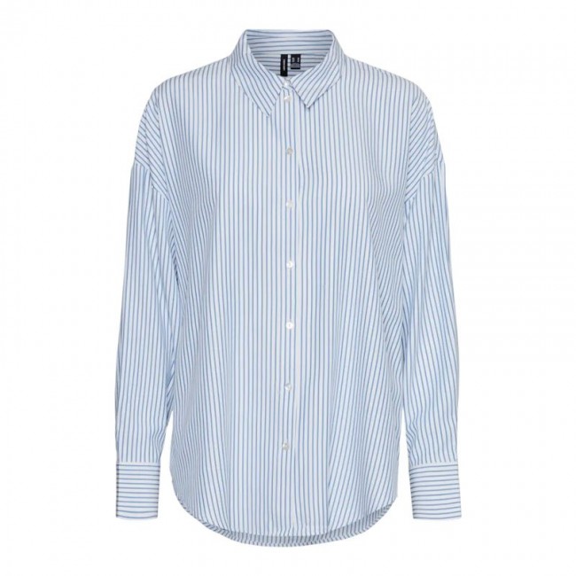 Vero moda VMNORA LS OVERSIZE SHIRT WVN GA NOOS 10319825 bright white nok blue jasper