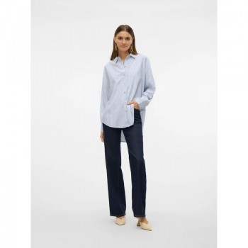 Vero moda VMNORA LS OVERSIZE SHIRT WVN GA NOOS 10319825 bright white nok blue jasper