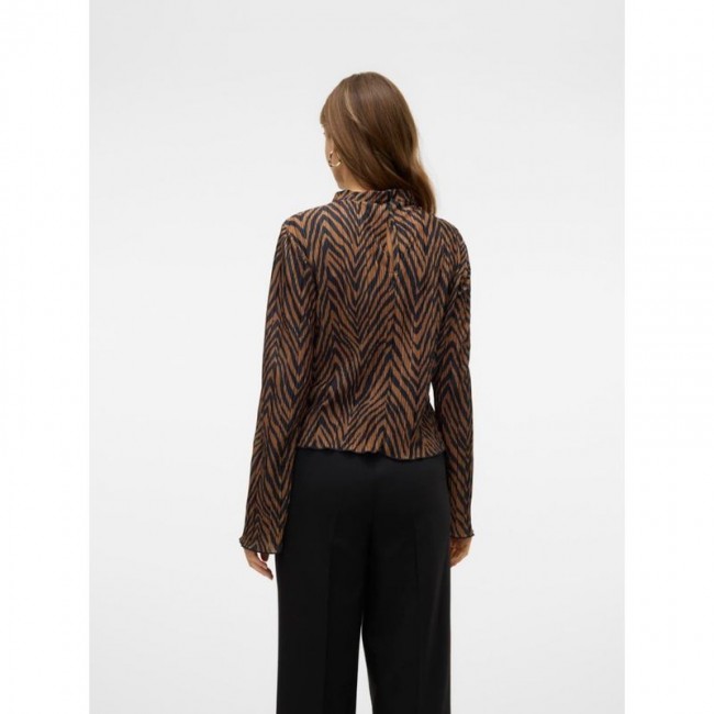 Vero moda VMWILHELMINA LS PLISSE TOP EXP 10330178 chocolate torte wl elmina print