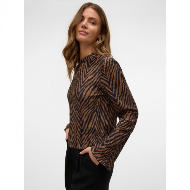 Vero moda VMWILHELMINA LS PLISSE TOP EXP 10330178 chocolate torte wl elmina print