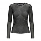 Only ONLELSA L/S MESH SHINE TOP JRS 15310211 magnet rhine stones