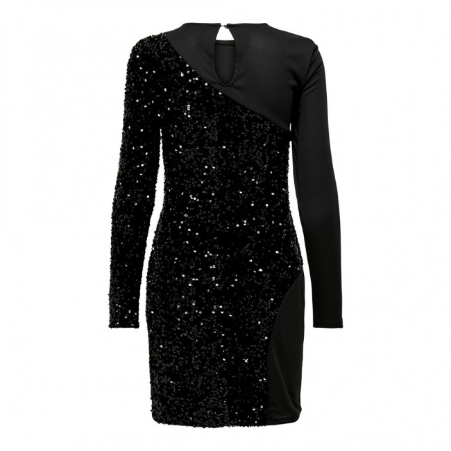 Only ONLCONFIDENCE L/S SEQUINS MIX DRESS JRS 15312507 black sequins