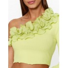 Only ONLNULAN LIFE ONE SHOULDER FRILL TOP JRS 15306966 daiquiri green