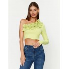 Only ONLNULAN LIFE ONE SHOULDER FRILL TOP JRS 15306966 daiquiri green