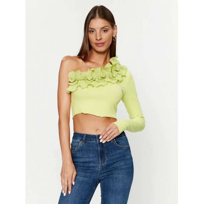 Only ONLNULAN LIFE ONE SHOULDER FRILL TOP JRS 15306966 daiquiri green