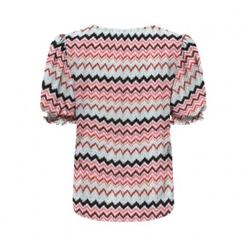 Only ONLNOVA LIFE VIS S/S BLAIR TOP AOP 15256766 calypso coral 546 bali zigzag