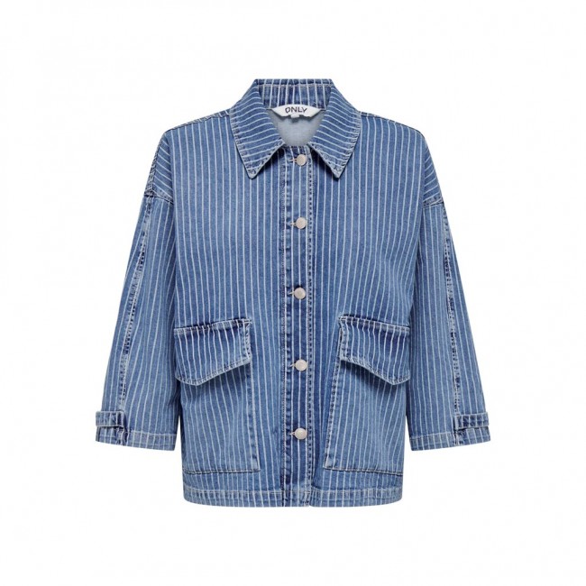 only ONLKIRSI LS STRIPED DNM JACKET DOT 15298675 light blue denim
