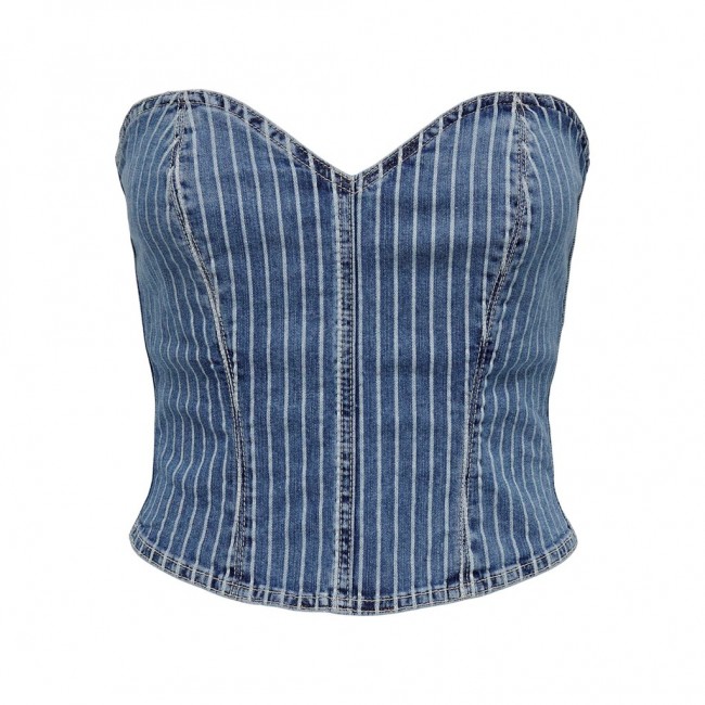 Only ONLKIRSI CORSET DNM TOP DOT 15300446 light blue denim