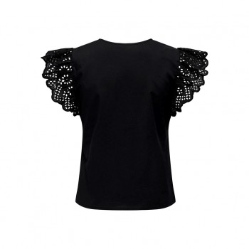 Only ONLLOU LIFE EMB S/S FRILL TOP PTM 15313171 black