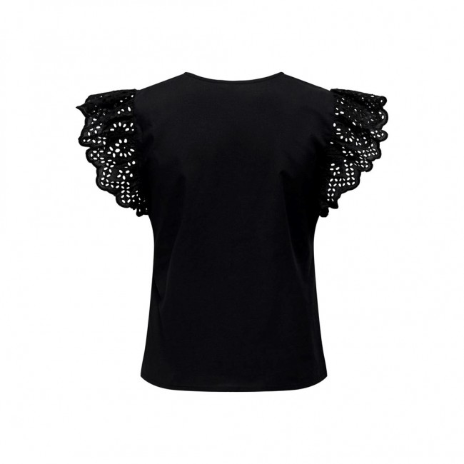 Only ONLLOU LIFE EMB S/S FRILL TOP PTM 15313171 black