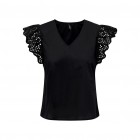 Only ONLLOU LIFE EMB S/S FRILL TOP PTM 15313171 black