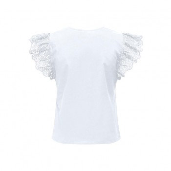 Only ONLLOU LIFE EMB S/S FRILL TOP PTM 15313171 bright white