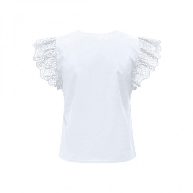 Only ONLLOU LIFE EMB S/S FRILL TOP PTM 15313171 bright white