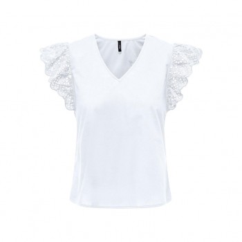 Only ONLLOU LIFE EMB S/S FRILL TOP PTM 15313171 bright white