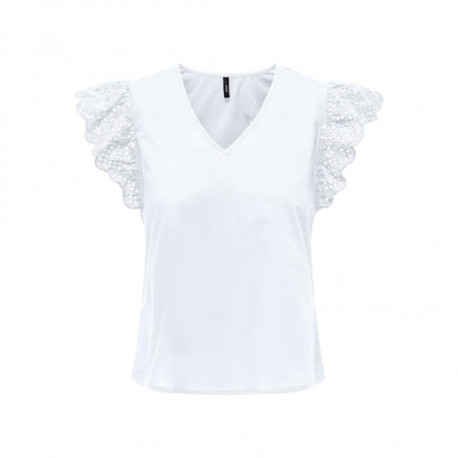 Only ONLLOU LIFE EMB S/S FRILL TOP PTM 15313171 bright white