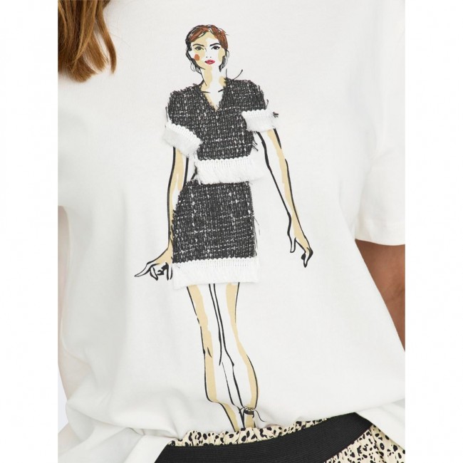 Only ONLMOLLY S/S LADIES TOP BOX JRS 15318107 cloud dancer black lady