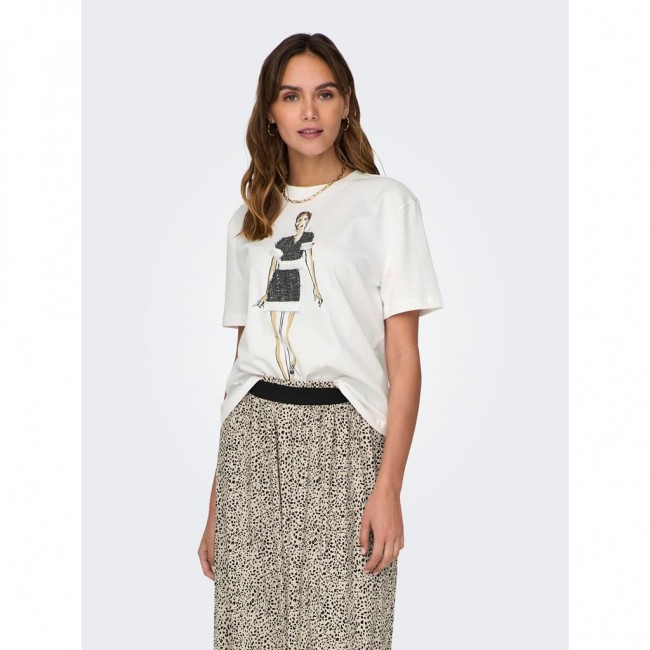 Only ONLMOLLY S/S LADIES TOP BOX JRS 15318107 cloud dancer black lady