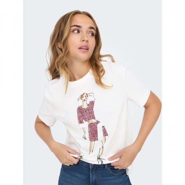 Only ONLMOLLY S/S LADIES TOP BOX JRS 15318107 clouddancer pink lady