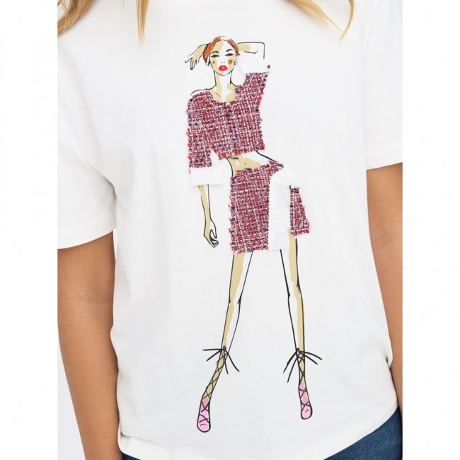 Only ONLMOLLY S/S LADIES TOP BOX JRS 15318107 clouddancer pink lady