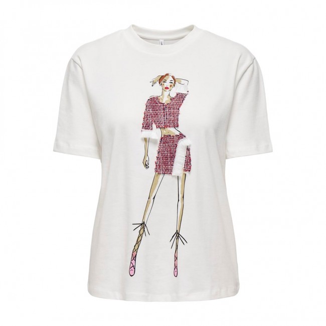 Only ONLMOLLY S/S LADIES TOP BOX JRS 15318107 clouddancer pink lady