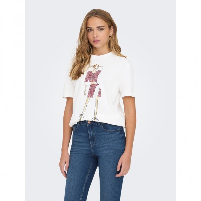 Only ONLMOLLY S/S LADIES TOP BOX JRS 15318107 clouddancer pink lady